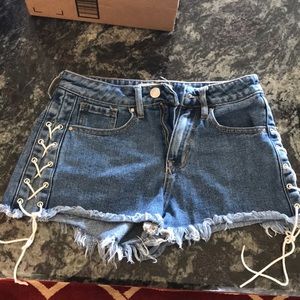 pacsun high rise lace up cutoff shorts